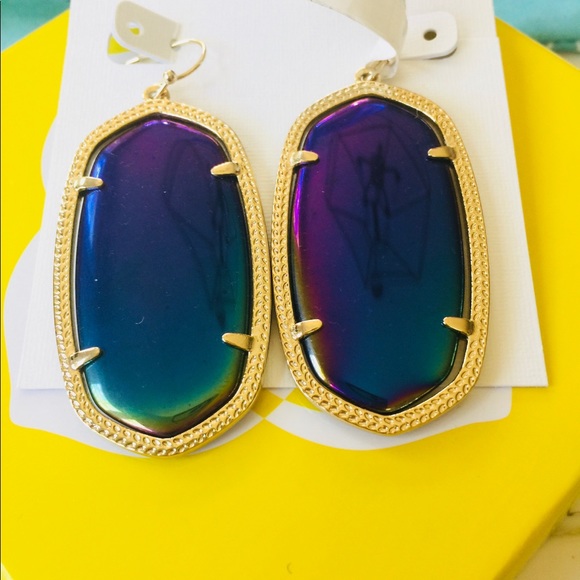 NWT Kendra Scott Danielle Earrings Black Iridescen - Picture 8 of 8